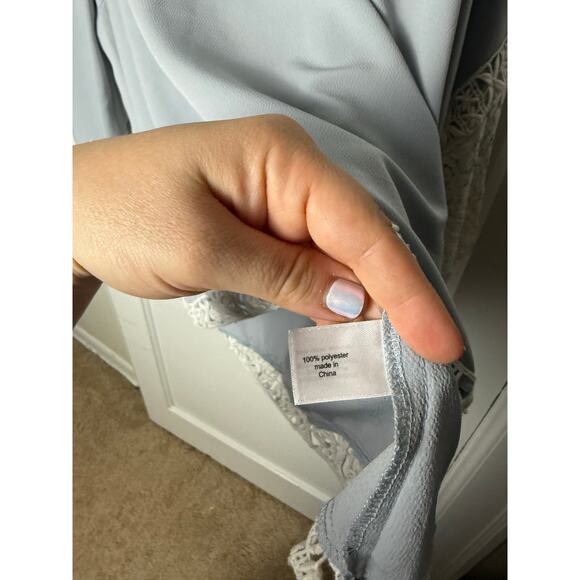 Lane Bryant Light Blue Lace Flowy Boho Bell Sleeve V-neck Blouse Top Size 18/20 - Picture 5 of 9